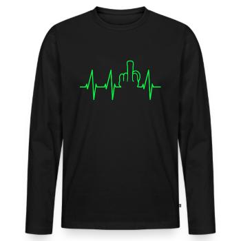 Fuck Off - Majeur en rythme cardiaque ECG - T-shirt manches longues Premium bio Homme - noir - Devant - Nico (187cm)