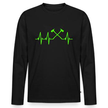 herzschlag feuerwehr feuerwehraxt - Männer Premium Bio Langarmshirt - Schwarz - Vorne - Nico (187cm)