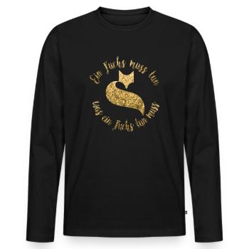 Ein Fuchs muss tun was ein Fuchs tun muss - GOLD - Männer Premium Bio Langarmshirt - Schwarz - Vorne - Nico (187cm)