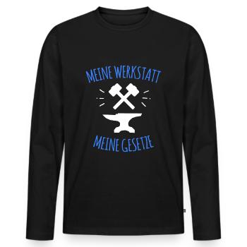 Schlossermeister Schlosser Metallbauer T-Shirt - Männer Premium Bio Langarmshirt - Schwarz - Vorne - Nico (187cm)