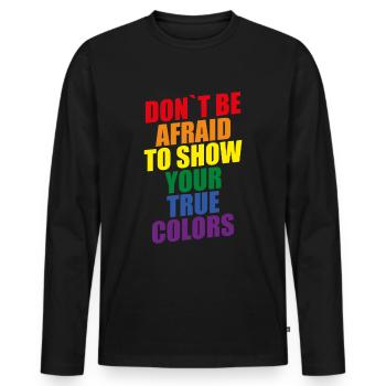 gay or straight - funny gay shirt - LGBT - Men's Premium Organic Long Sleeve Shirt - black - Front - Nico (187cm)