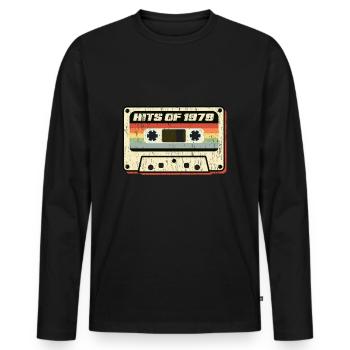 Hits Of 1979 Audio Cassette Vintage Retro Design - Men's Premium Organic Long Sleeve Shirt - black - Front - Nico (187cm)