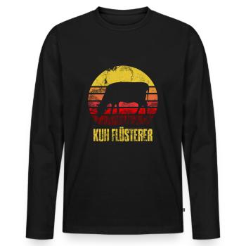 Cow Whispering Cattle Cattle Retro farmer Cow whisperer - Men's Premium Organic Long Sleeve Shirt - black - Front - Nico (187cm)