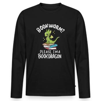 Livre Livres Lire Bookworm Bookworm Bookdragon - T-shirt manches longues Premium bio Homme - noir - Devant - Nico (187cm)