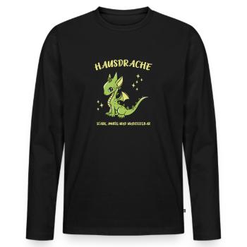 Hausdrache. Stark, Mutig und Unbesiegbar. Drache - Männer Premium Bio Langarmshirt - Schwarz - Vorne - Nico (187cm)