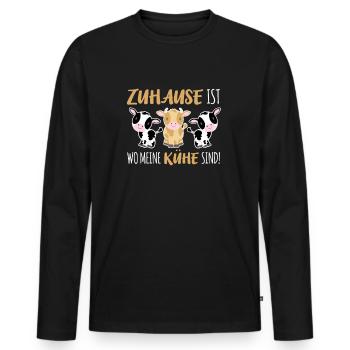 Zuhause ist wo meine Kühe sind - Kuhflüsterer - Männer Premium Bio Langarmshirt - Schwarz - Vorne - Nico (187cm)