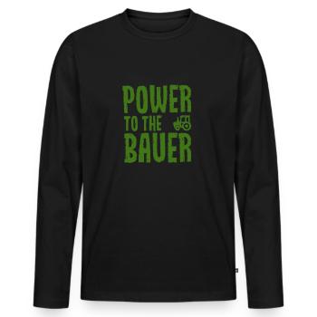 Power to the Bauer - Denglisch- Jungbauer Landwirt - Männer Premium Bio Langarmshirt - Schwarz - Vorne - Nico (187cm)