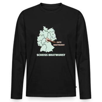Thüringen Bratwurst Bratwürste Senf Geschenk - Männer Premium Bio Langarmshirt - Schwarz - Vorne - Nico (187cm)