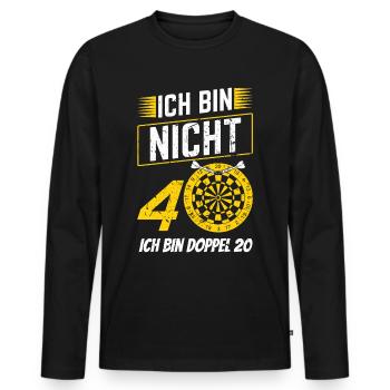 Dart Ich bin nicht 40 Doppel 20 Dart Geburtstag - Männer Premium Bio Langarmshirt - Schwarz - Vorne - Nico (187cm)
