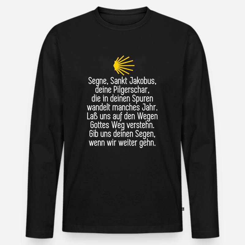 Jakobsweg Pilger Spruch - Männer Premium Bio Langarmshirt - Schwarz