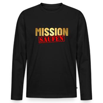 Mission Saufen - Männer Premium Bio Langarmshirt - Schwarz - Vorne - Nico (187cm)