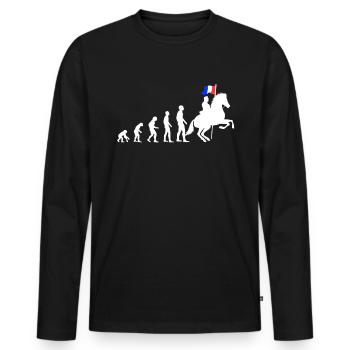 Frankreich Geschenk - Patriot Evolution - Männer Premium Bio Langarmshirt - Schwarz - Vorne - Nico (187cm)
