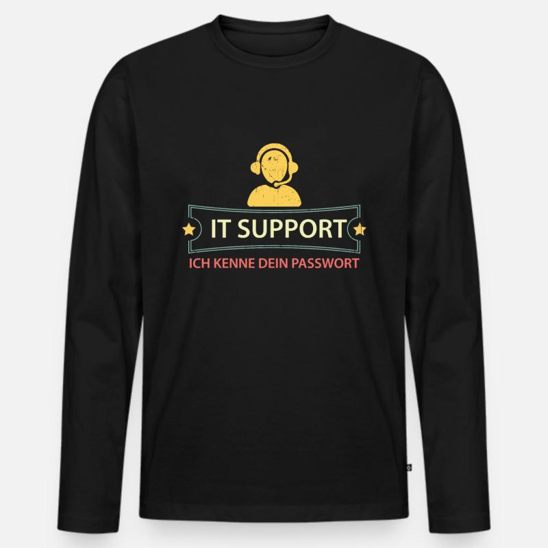 Ich Kenne Dein Passwort - Tech Support - Männer Premium Bio Langarmshirt - Schwarz