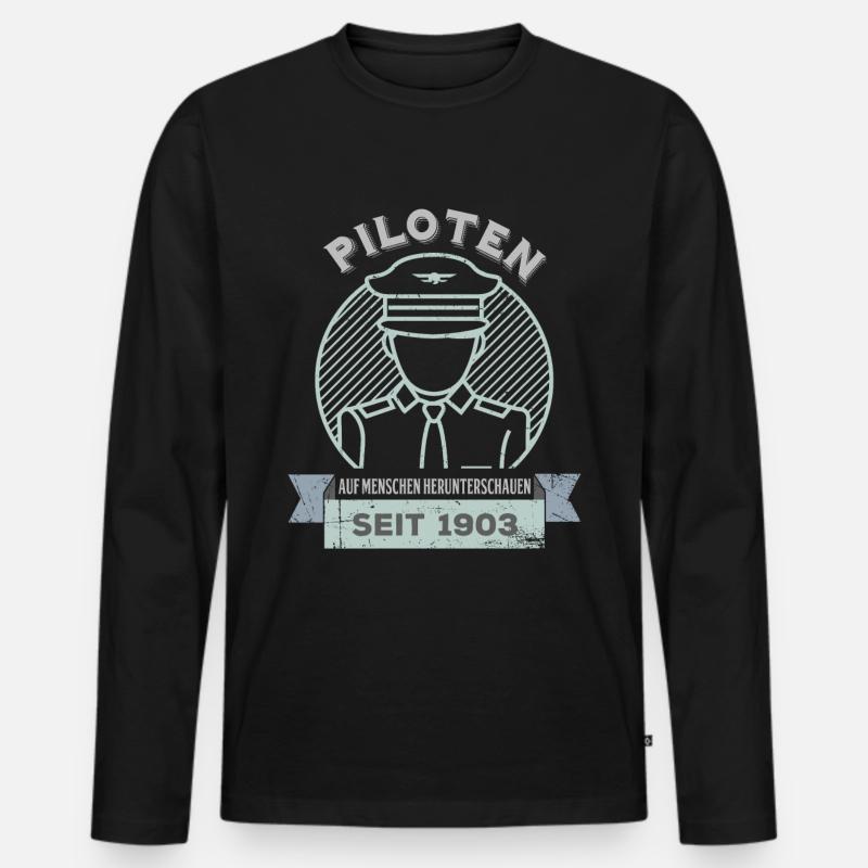 Ein Passagierflugzeugpilot In Uniform - Männer Premium Bio Langarmshirt - Schwarz