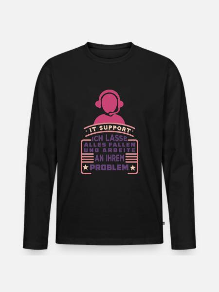 Umriss Eines Call-Center-Mitarbeiter - Männer Premium Bio Langarmshirt - Schwarz