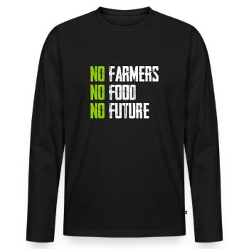 No Farmers - No Food - No Future - Bauer Landwirt - Männer Premium Bio Langarmshirt - Schwarz - Vorne - Nico (187cm)