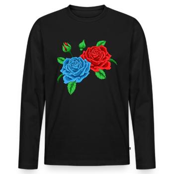 Red And A Blue Rose - Roses - Men's Premium Organic Long Sleeve Shirt - black - Front - Nico (187cm)