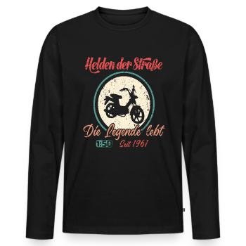 Lustiges Mofafahrer Mopedfahrer tee Mofa Geschenk - Männer Premium Bio Langarmshirt - Schwarz - Vorne - Nico (187cm)