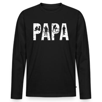 Bûcher papa cadeau fête des pères tronçonneuse - T-shirt manches longues Premium bio Homme - noir - Devant - Nico (187cm)