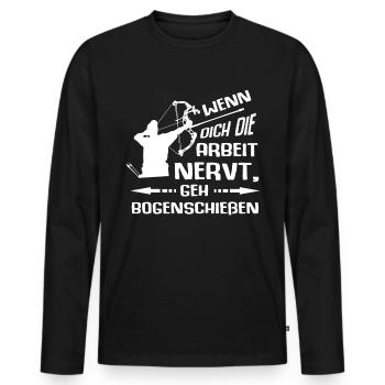Umriss Eines Bogenschützen - Archery - Männer Premium Bio Langarmshirt - Schwarz - Vorne - Nico (187cm)