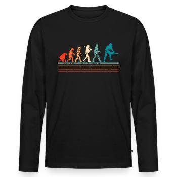 Retro evolution lumberjack chainsaw wood forest - Men's Premium Organic Long Sleeve Shirt - black - Front - Nico (187cm)