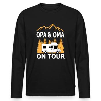 Grand-père et grand-mère en tour caravane camping-car - T-shirt manches longues Premium bio Homme - noir - Devant - Nico (187cm)