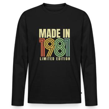 1981 Birthday Gift Year Of Birth Year 81 - Men's Premium Organic Long Sleeve Shirt - black - Front - Nico (187cm)