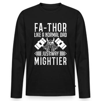 Cadeau de papa Vikings de la fête des pères de Fa-Thor Father Thor - T-shirt manches longues Premium bio Homme - noir - Devant - Nico (187cm)