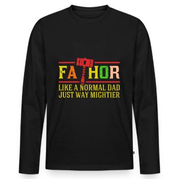 Cadeau de papa Vikings de la fête des pères de Fa-Thor Father Thor - T-shirt manches longues Premium bio Homme - noir - Devant - Nico (187cm)