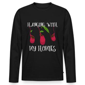 Carnivorous Plant Nepenthes Hanging With My Homies - Men's Premium Organic Long Sleeve Shirt - black - Front - Nico (187cm)