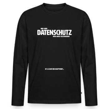 Hier wird Datenschutz noch groß geschrieben DSB - Männer Premium Bio Langarmshirt - Schwarz - Vorne - Nico (187cm)