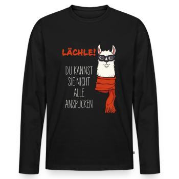 Alpaka - Lächle! du kannst sie nicht alle töten - Männer Premium Bio Langarmshirt - Schwarz - Vorne - Nico (187cm)
