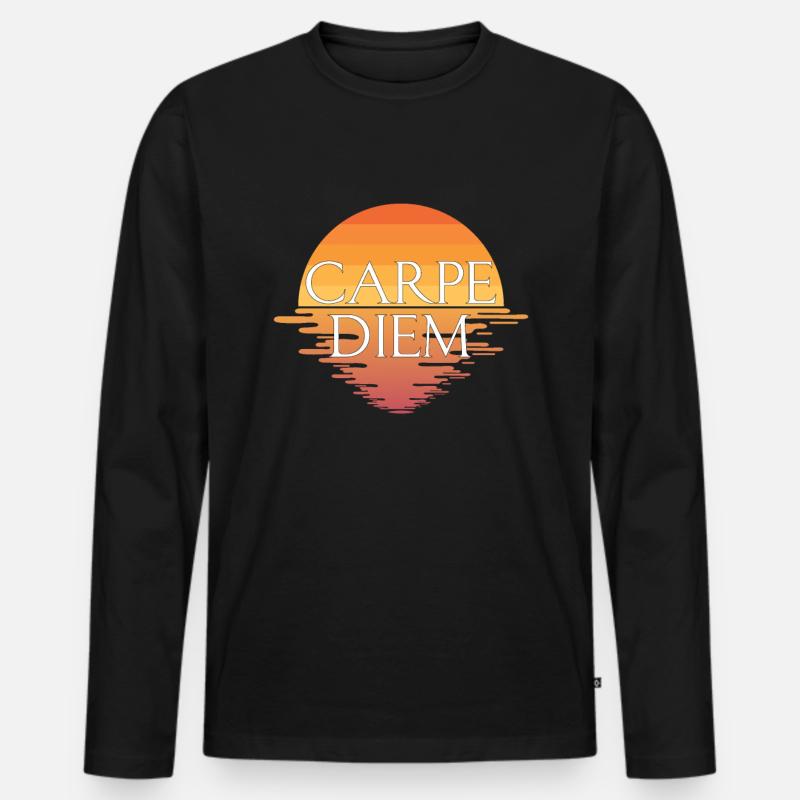 Carpe Diem - Männer Premium Bio Langarmshirt - Schwarz