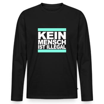 Kein Mensch ist illegal - Gegen Rechts - FCK NZS - Männer Premium Bio Langarmshirt - Schwarz - Vorne - Nico (187cm)