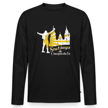 Santiago de Compostela Camino de Santiago Pilgrim Camino - Men's Premium Organic Long Sleeve Shirt - black - Front - Nico (187cm)