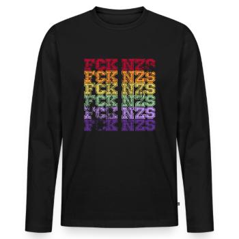 Against Nazis - FCK NZS - Against the Right - Vintage - Men's Premium Organic Long Sleeve Shirt - black - Front - Nico (187cm)