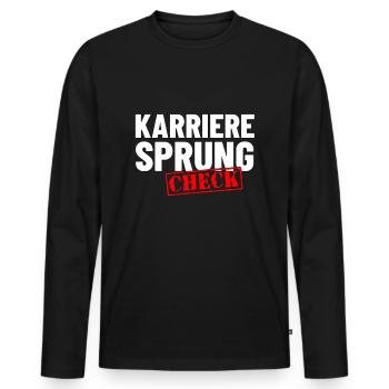 Saut de carrière promotion cadeau - T-shirt manches longues Premium bio Homme - noir - Devant - Nico (187cm)