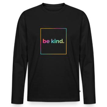Enfant, gentillesse, diversité, humanité - T-shirt manches longues Premium bio Homme - noir - Devant - Nico (187cm)
