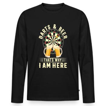 fléchettes et bière c'est pourquoi je lance des fléchettes ici - T-shirt manches longues Premium bio Homme - noir - Devant - Nico (187cm)