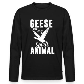 spirit animal i love geese goose flying bird - Men's Premium Organic Long Sleeve Shirt - black - Front - Nico (187cm)