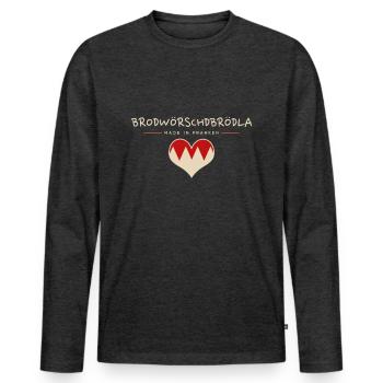 Brodwörschdbrödla Franconian Franconian gift - Men's Premium Organic Long Sleeve Shirt - heather anthracite - Front - Nico (187cm)