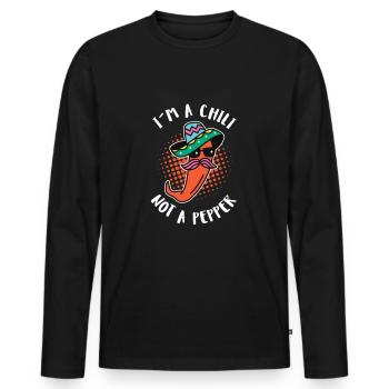 Funny chilli sayings Spicy chilli gift - Men's Premium Organic Long Sleeve Shirt - black - Front - Nico (187cm)