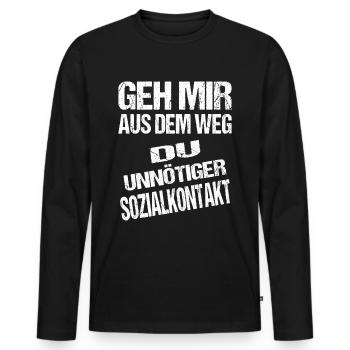 Social contact - Get out of my way - Men's Premium Organic Long Sleeve Shirt - black - Front - Nico (187cm)