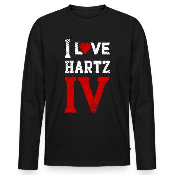 i love hartz IV 4 ich liebe hartz IV 4 arbeitslos - Männer Premium Bio Langarmshirt - Schwarz - Vorne - Nico (187cm)