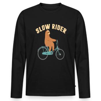 cycliste lent vélo cyclisme paresseux lentement - T-shirt manches longues Premium bio Homme - noir - Devant - Nico (187cm)