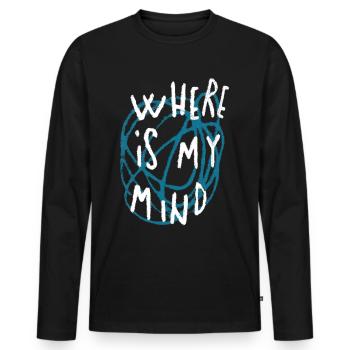Where is my mind Streetwear Skatewear Openmind Kun - Männer Premium Bio Langarmshirt - Schwarz - Vorne - Nico (187cm)
