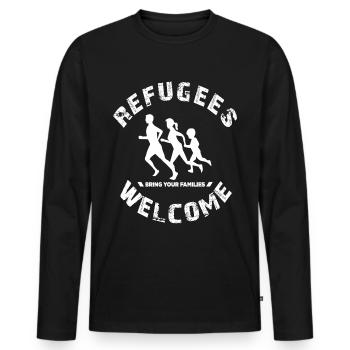 refugees refugees welcome welcome families - Men's Premium Organic Long Sleeve Shirt - black - Front - Nico (187cm)
