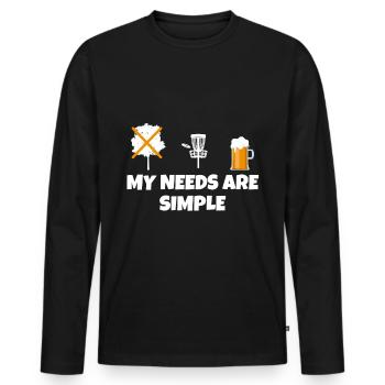 funny saying disc golf and beer - Men's Premium Organic Long Sleeve Shirt - black - Front - Nico (187cm)