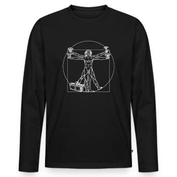 Vitruvianic mushroom collector collect mushrooms - Men's Premium Organic Long Sleeve Shirt - black - Front - Nico (187cm)