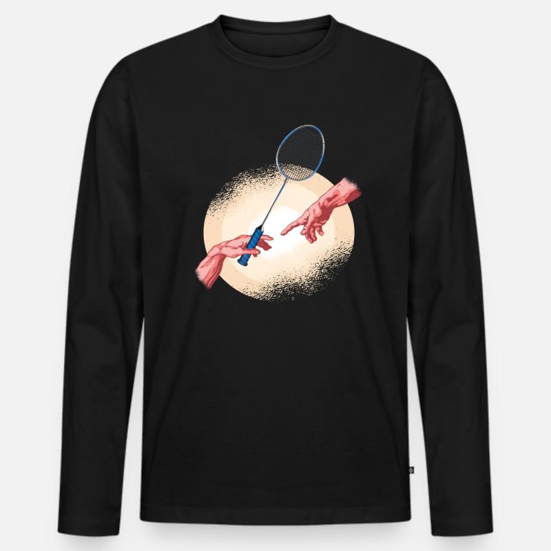 Badminton - Männer Premium Bio Langarmshirt - Schwarz